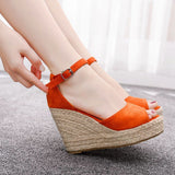 10 Cm Fish Mouth Water Table Heel Sandals Large-Size Sandals Bohimia Fish Mouth Sandals Hemp Rope Heel Sandals HZ0115