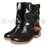 2017 Autumn And Winter Fashion Women's Boots Shoes Side With Low-Heeled Short-Sold Short-Shoe Belt Buckle Metal Side Pull HZ0115