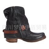 2017 Autumn And Winter Fashion Women's Boots Shoes Side With Low-Heeled Short-Sold Short-Shoe Belt Buckle Metal Side Pull HZ0115