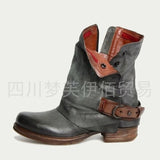 2017 Autumn And Winter Fashion Women's Boots Shoes Side With Low-Heeled Short-Sold Short-Shoe Belt Buckle Metal Side Pull HZ0115