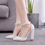 10 Cm Thick Heel Sandals Beaded Sous-Suded Women's Shoes Spring Women's Shoes Light-Mouthed Fashion Thick Heel Sandals HZ0115