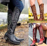 2025 Embroidered Long Boots Lady Size Low Square And Women's Boots 34-43 HZ0115