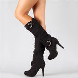 2025 Autumn And Winter Women's Boots Long-Sleeve Women's Boots Wish High-Heeling Elastic Boots Direct Sales HZ0115