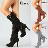 2025 Autumn And Winter Women's Boots Long-Sleeve Women's Boots Wish High-Heeling Elastic Boots Direct Sales HZ0115