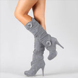 2025 Autumn And Winter Women's Boots Long-Sleeve Women's Boots Wish High-Heeling Elastic Boots Direct Sales HZ0115