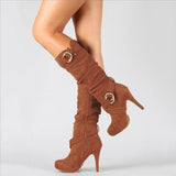 2025 Autumn And Winter Women's Boots Long-Sleeve Women's Boots Wish High-Heeling Elastic Boots Direct Sales HZ0115