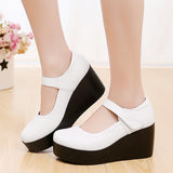 High-Heeled Waterproof Table Women's Single Shoes Heel Thick Soles Anti-Slip In The Elderly Leather Shoes Mother Shoes Spring And Autumn Slope And Soft-Soled Women's Shoes HZ0115