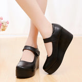 High-Heeled Waterproof Table Women's Single Shoes Heel Thick Soles Anti-Slip In The Elderly Leather Shoes Mother Shoes Spring And Autumn Slope And Soft-Soled Women's Shoes HZ0115