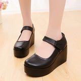 High-Heeled Waterproof Table Women's Single Shoes Heel Thick Soles Anti-Slip In The Elderly Leather Shoes Mother Shoes Spring And Autumn Slope And Soft-Soled Women's Shoes HZ0115