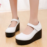 High-Heeled Waterproof Table Women's Single Shoes Heel Thick Soles Anti-Slip In The Elderly Leather Shoes Mother Shoes Spring And Autumn Slope And Soft-Soled Women's Shoes HZ0115