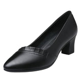 Round Head Shallow Mouth Mother Shoes Soft Sole Leather Shoes In The Elderly Heel Single Shoes Spring And Autumn Women's Shoes Work Shoes HZ0115