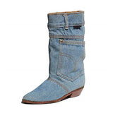 New Women's Boots Low-Rise With Cowboy Casual Cowboy Short Boots Ladies Autumn Winter Cowboy Boots HZ0115