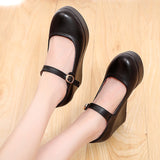 White 8CM High Heel Heel Leather Shoes 3CM Thick Waterproof Table Comfortable Loose Cake Shoes Round Head Light Magic Stick Single Shoes Women HZ0115