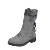 Exploding 2025 Autumn And Winter New Comfortable Low-Heeling Square And Round Head 43 Large Size Mid-Size Women's Boots HZ0115