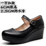 White 8CM High Heel Heel Leather Shoes 3CM Thick Waterproof Table Comfortable Loose Cake Shoes Round Head Light Magic Stick Single Shoes Women HZ0115