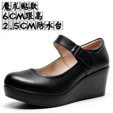 White 8CM High Heel Heel Leather Shoes 3CM Thick Waterproof Table Comfortable Loose Cake Shoes Round Head Light Magic Stick Single Shoes Women HZ0115