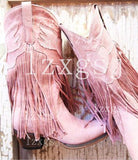 Autumn And Winter New Retro Handmade Shoes Coarse High Heel Mid-Heeled Boots PU Pointed Large Yard Flow Su Boots HZ0115