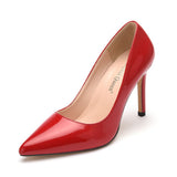 9 Cm Sexy Large-Size Pointed Single Shoes Red Leather Fine Heel Single Shoes Lady Tip Shoes Women's Shoes HZ0115