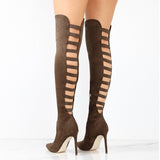 New Women's Boots 2025 Fashion Tips Behind The Hollow Height And Large Size 40-43 Women's Boots HZ0115