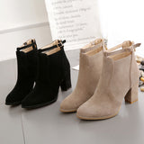 2025 Autumn And Winter Short Boots Single Boots British Wind Coarse Heel High-Heeled Shoes Boots After The Zipper Large Size Martin Boots HZ0115