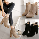 2025 Autumn And Winter Short Boots Single Boots British Wind Coarse Heel High-Heeled Shoes Boots After The Zipper Large Size Martin Boots HZ0115