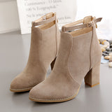 2025 Autumn And Winter Short Boots Single Boots British Wind Coarse Heel High-Heeled Shoes Boots After The Zipper Large Size Martin Boots HZ0115