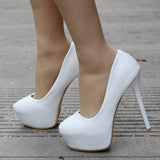 14 Cm White Heel Single Shoes Red Thin Heel Waterproof Table White Wedding Shoes Large High Heels Wedding Shoes HZ0115