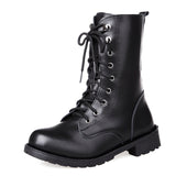 2025 Autumn And Winter New Round Head With Martin Boots Black Fashion Large-Size Mid-Sleet Boots Personalized Women's Boots HZ0115