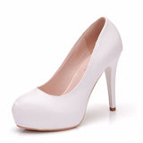 11 Cm High Heels White Wedding Shoes Waterproof Table Single Shoes Large Size Thin Heel Waterproof Table Shoes Women HZ0115
