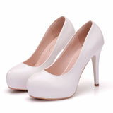 11 Cm High Heels White Wedding Shoes Waterproof Table Single Shoes Large Size Thin Heel Waterproof Table Shoes Women HZ0115