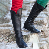 2025 Autumn And Winter New Pu Round Head In Front Of The Flat Bottom Lady Large Size Boots HZ0115