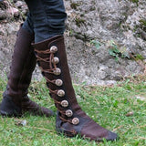 Wish2025 Autumn/Winter New Fan Low Square Zipper Big Button Metal Decoration Women's Boots HZ0115
