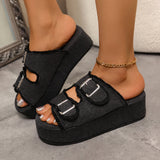 2025 Summer New Large-Size Lady Thick-Sed Denim Sandals Light And Comfortable Round Head HZ0115