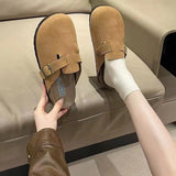 In Britain Birkens Shoes Women 2025 New Spring And Autumn Thick Bottom Boken Half Slippers Outside Wearing A Foot Pedal Lazy Shoes HZ0115