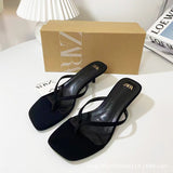 ZA Spring New 2025 French Head High Heel Women's Shoes Black Characters Open After The Toe And Fashion Cool HZ0115
