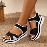 Large-Size New Sandals Women's Large-Size Thick-Bottomed Flat-Bottomed Magic Stick Daily Leisure Beach Sandals HZ0115