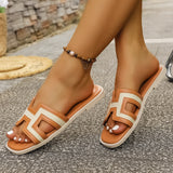 2025 New Color Net Red Slippers Women's Summer Flat Bottom One-Word Drag Wearing Fashion Holiday Beach Sandals HZ0115