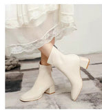 Martin Boots Women 2025 New Autumn And Winter Korean Version Of The Square Head And Zipper High And Velvet Cylinder Thin Short Boots HZ0115