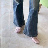 Naked Pink Single Shoes In The Autumn Of 2025 New Classic Square Buckle Patent Leather Round Head With Thick Heel Commuting Women's Shoes HZ0115