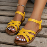 Large-Size 2025 Summer New Shoes Fashion Flat Shoes Sandals Roman Shoes Beach Shoes Women's Shoes HZ0115