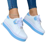 Large-Size 2025 Summer Round Head Four Seasons New Pine Cream Bottom Black And White Double Tie With Casual Sports Women's Single Shoes HZ0115