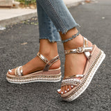 2025 Summer New Pine Paste Heel Sandals Lady Thick-Sed Large-Size Dew Sandals HZ0115