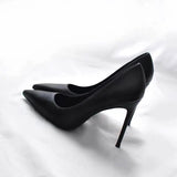 Professional High-Heeled Women Black 2025 New Pointed Fine Heel Leather Shoes Etiquette Flight Attendant Work Shoes HZ0115
