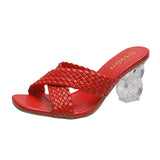 Crystal And High-Heery Slippers Women Font Cross-Woven With Women Cool Drag Women Slippers HZ0115