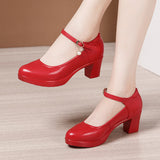 Anti-Slip 6Cm Silver Heeled Show Shoes Thick-Singing Leather Shoes Thick-Soled Model Single-Shoe Large-Size Working Shoes HZ0115