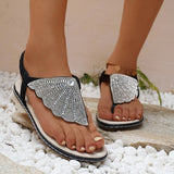 Large-Size Summer New Women's Glass Water Drill Weaving Large-Size Word Slope And Women's Sandals HZ0115