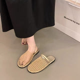 Soft Base Is Not Tired With Cold Slippers Summer New Fashion Design Woven Hollow Bag Head Slippers HZ0115