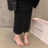 French Evening Wind Clip Cool Slippers Women Wear The 2025 Summer Design Silver Fine Belt High And Cool Drag HZ0115