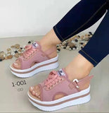 2025 New Pine Cake Bottom Fish Mouth With Magic Stick With Large-Size Casual Women's Sandals HZ0115