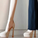 New Nude Sexy Patent Leather Name, High Heels Femininity Femininity Fascal Fascals Waterproof Table With Sandals HZ0115